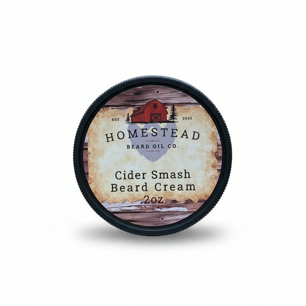Homestead Beard Oil Co. Cider Smash Beard Cream container on a natural background