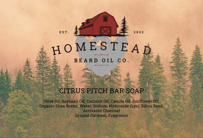 Citrus Pitch Exfoliating Bar Soap | Pine & Orange Artisan Soap