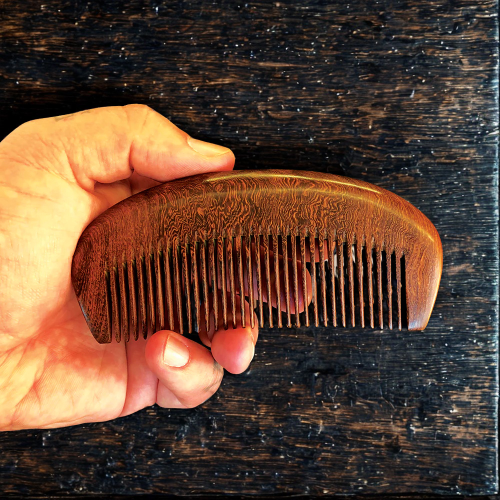 Brown Sandalwood Beard Comb 4.75" x 2"